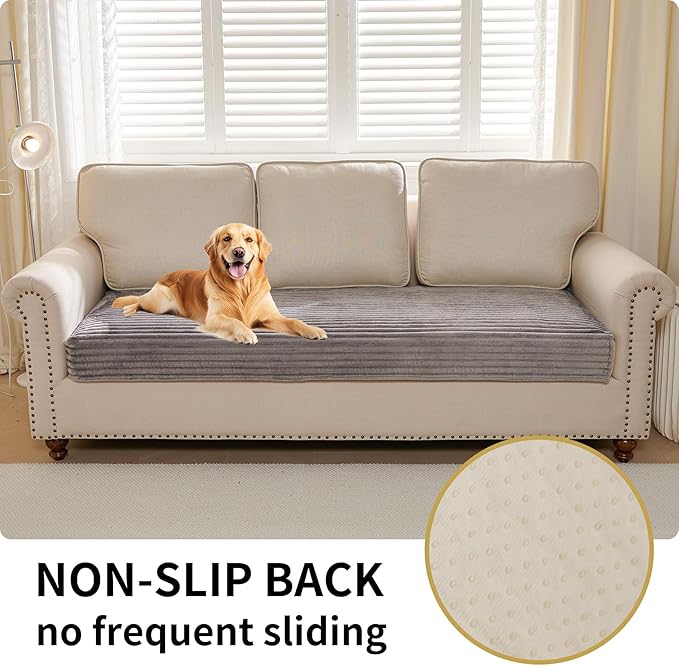 HAOMAIJIA Waterproof Couch Cover for Dogs Washable,Faux Fur Pet Couch Covers for Sofa,Soft Dog Bed Cover Non-Slip Couch Covers for 3 Cushion Couch Sofa Pet Friendly (Grey, 35" x 95" 1 Pack)