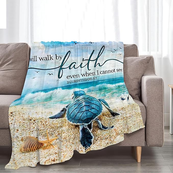 Tijuboni Sea Turtle Ocean Throw Blanket Beach Nautical Gifts for Women Men Girls Boys Kids Adults Soft Flannel Fleece Blanket for Couch Sofa Bed Home Decor 60"x80"