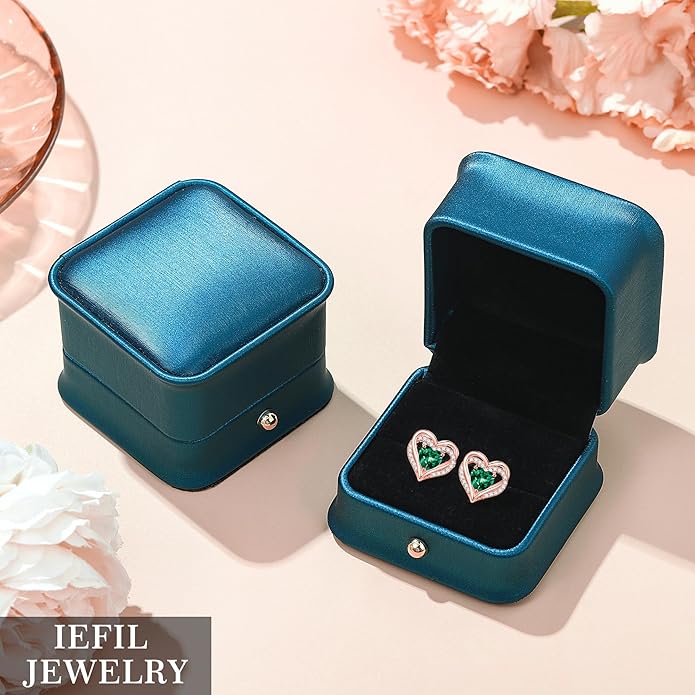 Iefil Christmas Earrings for Women, 925 Sterling Silver Birthstone Stud Earrings Birthday Gifts for Women