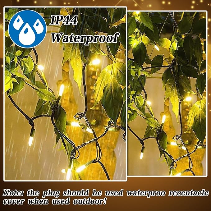 Heyworld Soft Twinkle Lights, 50 LED Warm White, Slow Twinkling, 14.58 Ft Green Wire Cord, UL Approved, Indoor/Outdoor (Pack of 2)