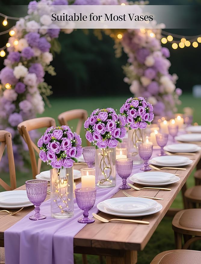 BLOSMON Flower Balls Wedding Rose Centerpieces: 2 Pcs Fake Flowers with Base White Kissing Balls Decor White Artificial Floral Arrangements Flower Bouquet of Roses Home Party Table DIY Decorations