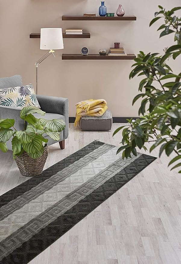 2'2" x 13' Non-Slip Hallway Runner Rug – Custom Size Rubber-Backed Carpet Floor Mat for Kitchen, Stairs, Bedroom, Bathroom, Entryway – 26" Wide – Your Length Choice – Anthracite Grey