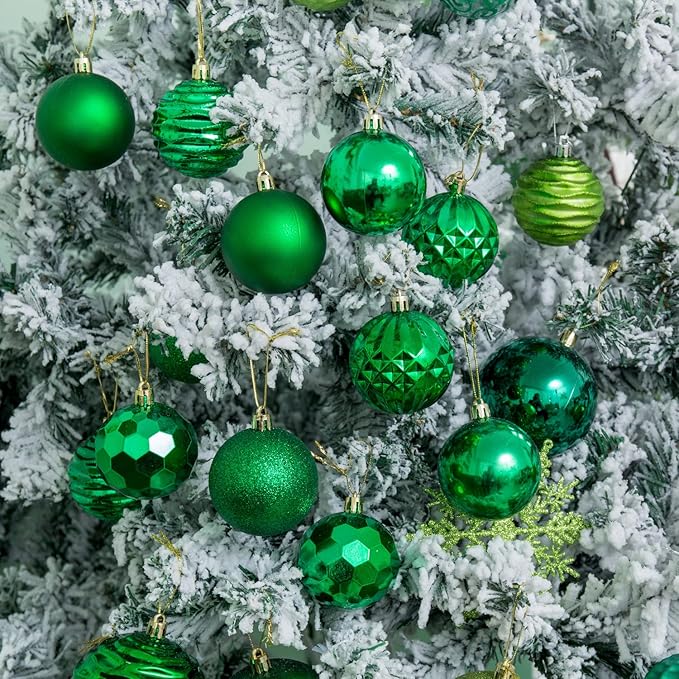 XmasExp 60mm/2.36" Christmas Ball Ornaments Shatterproof Christmas Ornaments Set Decorations for Xmas Tree Balls - 24ct (2.36'', Green)
