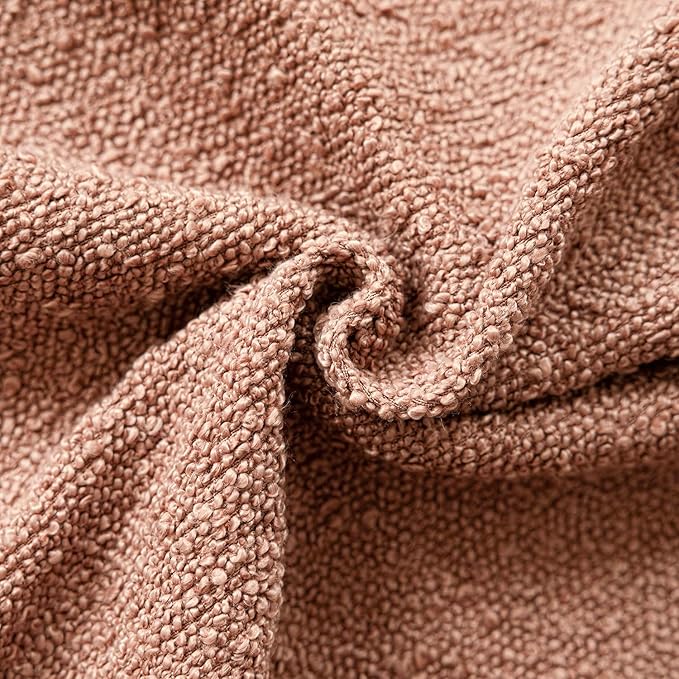 Foindtower Set of 2, Decorative Textured Boucle Throw Pillow Covers Accent Solid Pillow Cases Neutral Couch Cushion Case for Chair Sofa Bedroom Living Room Home Decor 16x16 Inch Dusty Orange Hazel