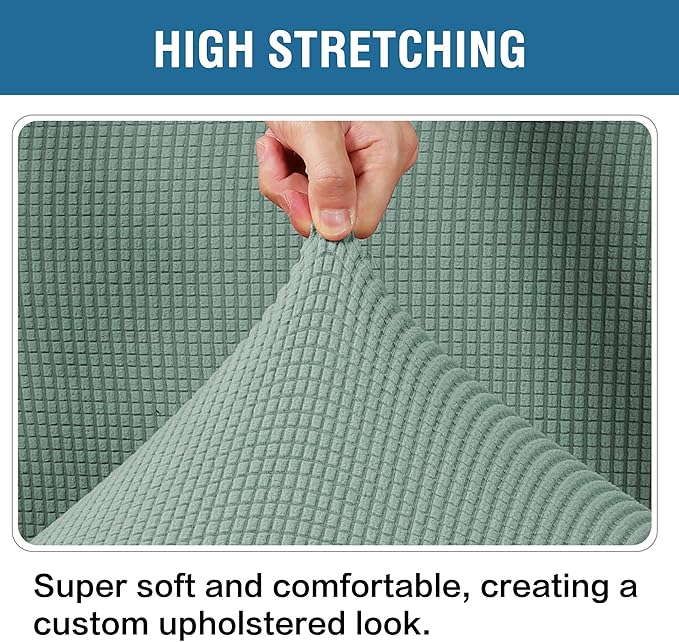 H.VERSAILTEX Ottoman and Sofa Seat Cushion Combined Cover Slipcover Rectangle Sofa Slipcover Fit Length 56"-75" Suitable for L Shaped Seat Cushion Cover or Chaise Part Cover Stretch Thick Soft - Sage