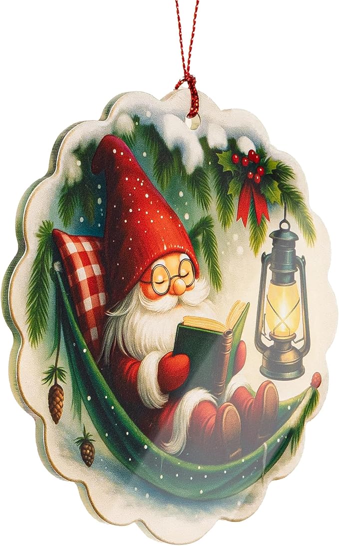 Gnome Christmas Ornaments 2025, Gnomes Gifts, Cute Gnome Ornament for Book Lover Gift, Funny Gnomes for Window Decor, Book Lover Gifts for Women Men, Friend, Family, Coworker, Holiday Decor