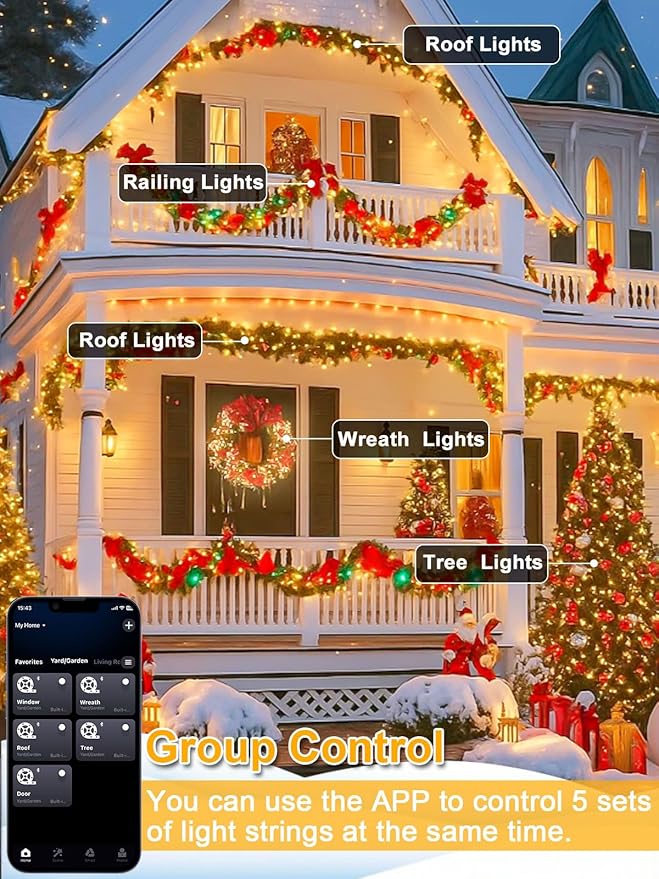 Smart Color Changing Christmas Lights with Remote & App Control, 66 FT 200 LED RGB String Lights with Timer, Music Sync Multiple Modes Twinkle Christmas Tree Light Waterproof Indoor Outdoor Xmas Decor