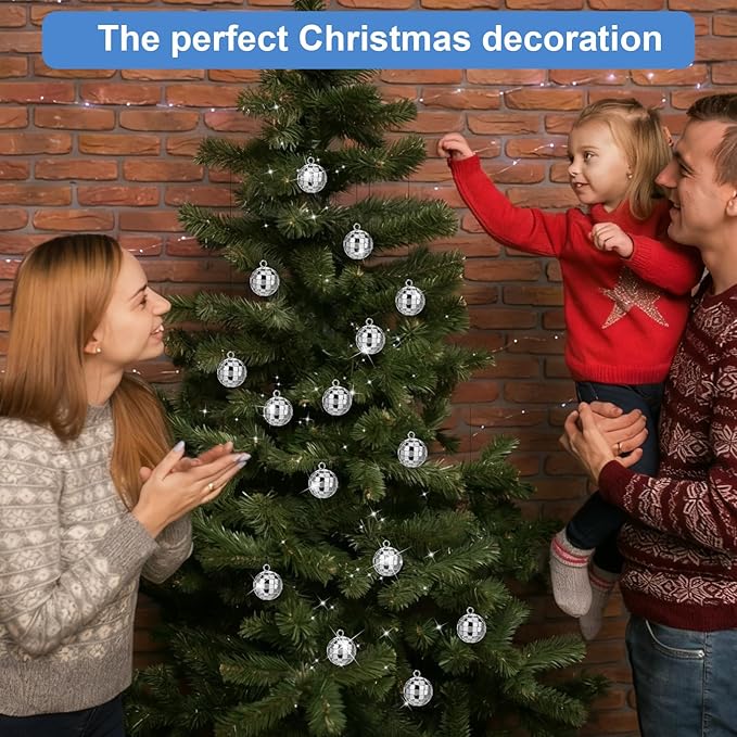 120 Pcs Mirror Disco Balls Bulk 1.2 Inch Mini Disco Ball Ornament Reflective Hanging Mirror Ball Small Hanging Decorations for Home/Wedding/Birthday/Dance Music/Christmas Tree