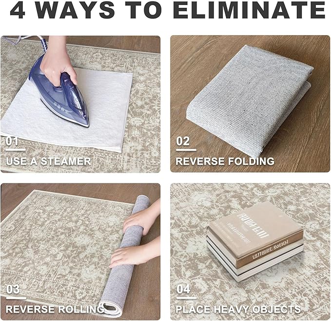 KILOCOCO Hallway Runner 2x7 Rug Runner Printed Vintage Floral Washable Kitchen Runners Non-Slip Rubber Backed Runners for Hallways Laundry Room Distressed Boho Rugs for Entryway Bedroom, Beige
