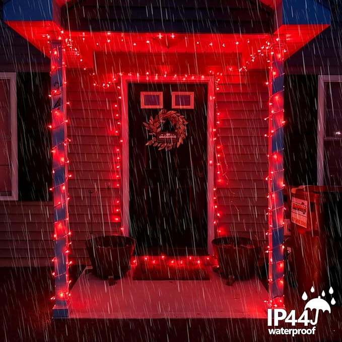 YEGUO 165ft 500 LED Christmas Lights Outdoor Waterproof, Red String Lights Indoor Plug in, 8 Modes Clear Wire Twinkle Lights or Christmas Tree