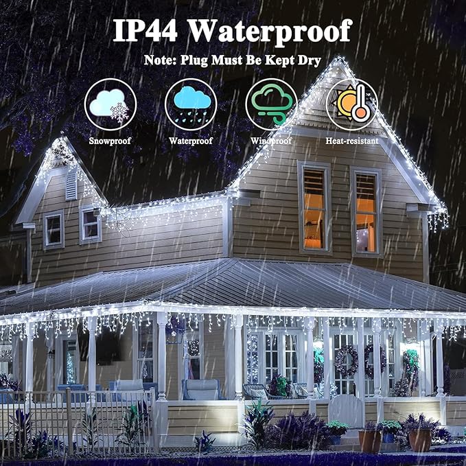 288FT 800LED Extra-Long String Lights Indoor Outdoor Clear Wire, Cold White Christmas String Lights, Plug in Twinkle Fairy Light With Timer and Memory For Wedding Patio Tree Yard Christmas Decorations
