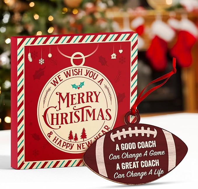 Football Coach Gifts - 2025 Collectable Football Ornaments for Christmas Tree, Unique Coach Christmas Ornament for Holidays Decor, Meaningful Gifts for Coaches in Football