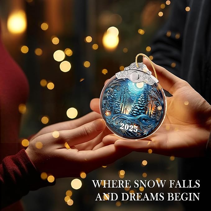 Christmas Ornament 2025, Winter Forest Christmas Tree Ornament, Blue Moon Ornaments for Christmas Tree, Large Ornaments, Gag Gifts, Holiday Ornaments for Home Decor and Gifts