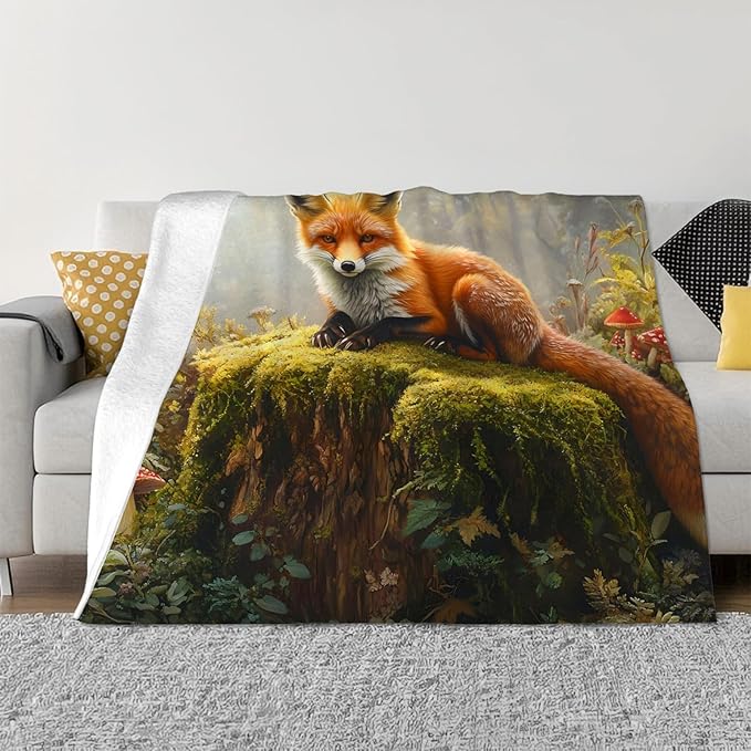 Tijuboni Fox Throw Blanket Fox Gifts for Girls Boys Women Men Kids Adults Soft Flannel Fleece Blanket for Couch Sofa Bed Home Decor 40"x50"