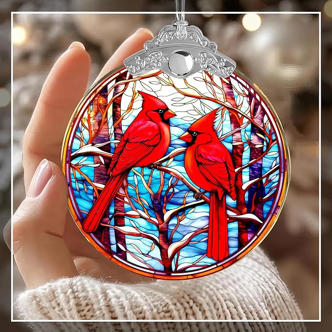 Cardinal Christmas Ornaments, Cardinal Ornament, Symbolizing Love and Memory, Elegant Holiday Keepsake Gift for Family and Friends, Memorial Tree Décor, Christmas Ornaments