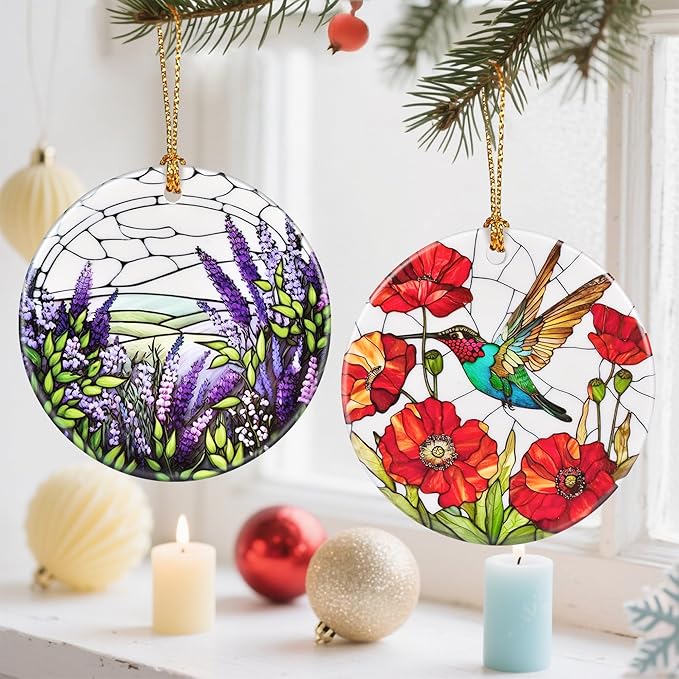 Lavender Christmas Tree Decorations, Christmas Ornaments, Keepsake Ornaments, Holiday Decor, Xmas Gifts, Gifts for Flower Lovers & Plant Lovers