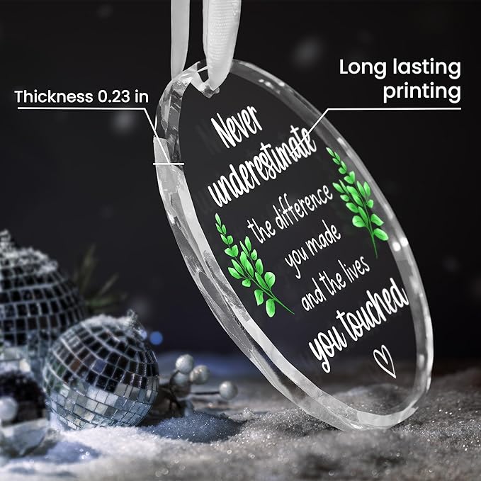Christmas Thank You Gifts for Women Men - Glass Christmas Ornaments 2025 - Employee Appreciation Gifts for Teacher Coworkers Boss, Farewell Retirement Gift, Stocking Stuffers, Xmas Decorations