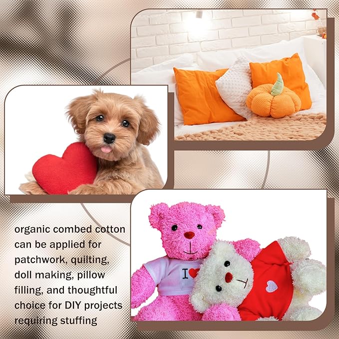 Wesnoy 1000g/2.2lb Cotton Stuffing for Stuffed Animals Soft Pillow, Natural Cotton Fiber Filling Batting, for Toys, Cloud Decorations, and More