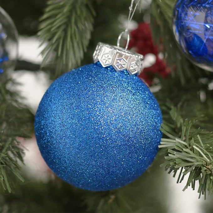 Christmas Ornaments Set, 32Pcs Clear Plastic Shatterproof Christmas Ball Hanging Ornaments for Xmas Tree Decorations, for Indoor Home Thanksgiving Party Holiday Decor - Bule.