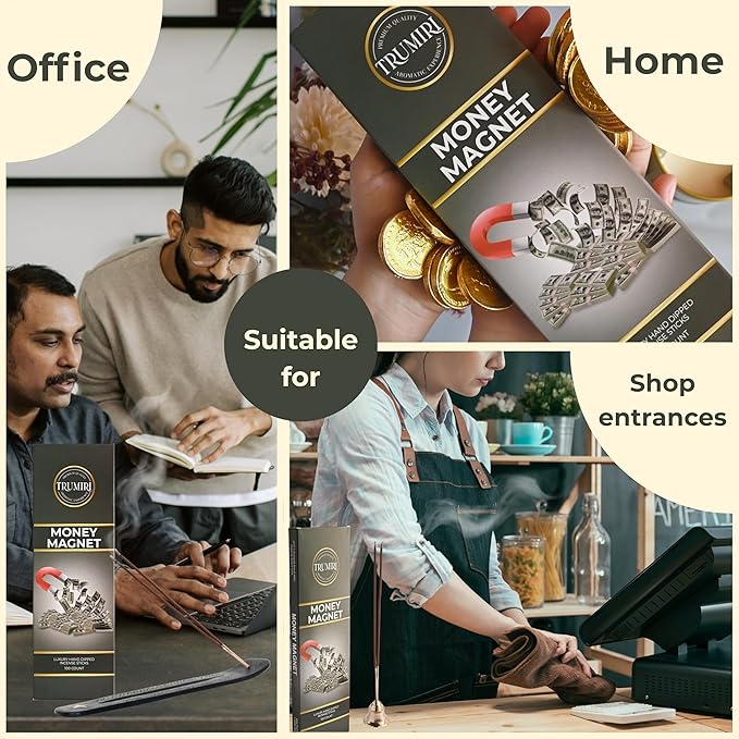 Money Magnet Incense Sticks - Pack of 100 Insence-Sticks to Attract Money - Made with Natural Raw Ingredients - Non Toxic Inciensos Indian Spiritual Insense Inscents