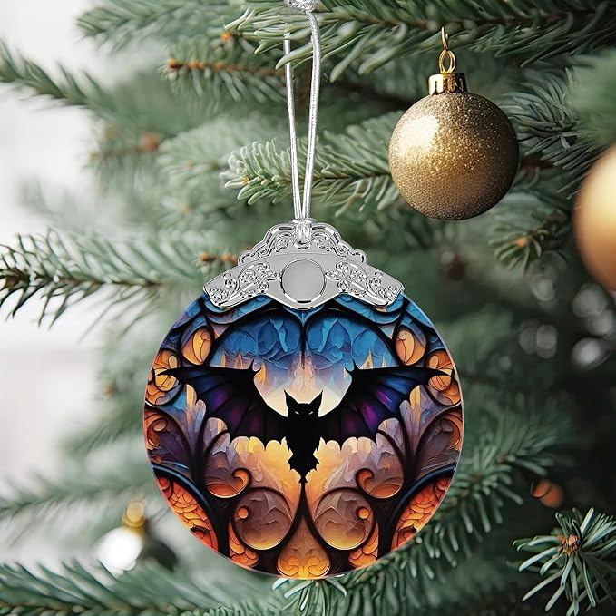 Christmas Ornament, Stained Glass Ornament, Christmas Decorations for Tree, Holiday Ornament, Unique Gift Idea - Mysterious Bat