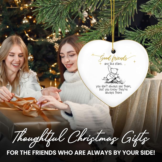 GEEMBI Christmas Friend Gifts for Women Men – Gold-Trimmed Ceramic Friends Christmas Ornaments 2025 – Soul Sister BFF Bestie Friendship Gifts for Women, Friends Ornament for Tree, Sisters Ornament