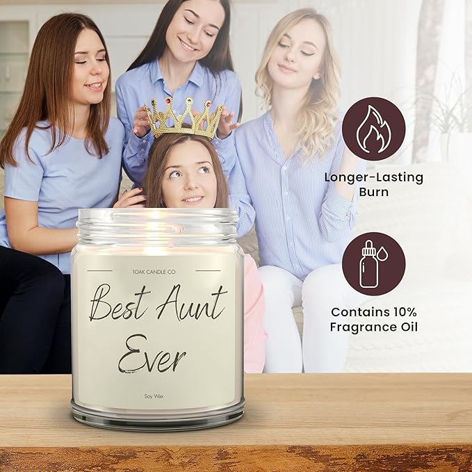 1OAK Aunt Candle - Best Aunt Gifts for Christmas from Niece, Nephew - Vanilla Scented Candles - Best Auntie Ever Gifts for Women