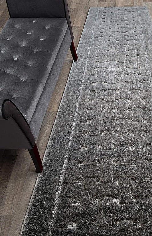 Non Slip Washable Carpet Runner Rug with Rubber Backing, Custom Floor Mat for Kitchen Hallway Stairs Bedroom Bathroom Entry, Anthracite Grey, Your Choice of Length, 26 Inch X 2 feet, Doormat