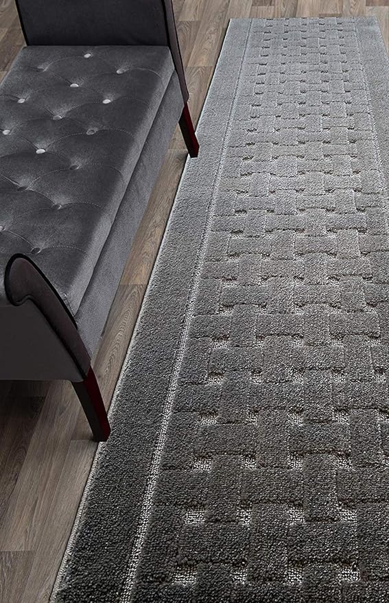 35 FT Long Non Slip Washable Carpet Runner Rug with Rubber Backing, Custom Floor Mat for Kitchen Hallway Stairs Bedroom Bathroom Entry, Anthracite Grey, Your Choice of Length