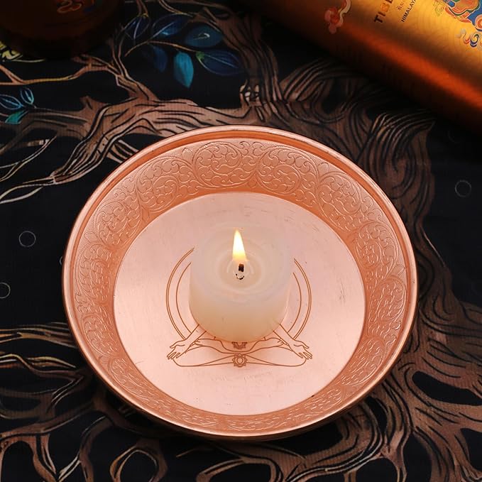 Copper Offering Prayer Ritual Bowl Plate - Great for use Meditation,Smudging, Incense,Candle Dish, Ash Catcher,Jewelry Dish （Chakra）