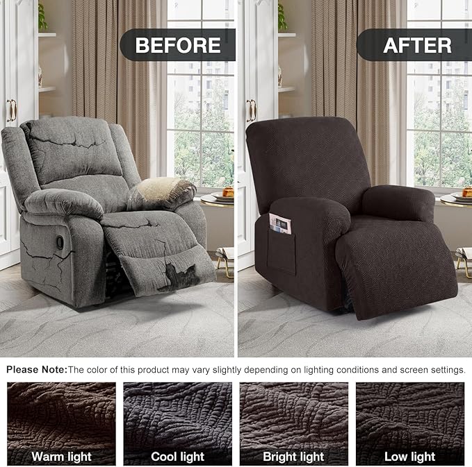 Timeles Recliner Covers Recliner Chair Covers Reclining Couch Covers Sofa Slipcovers Stretch Soft Washable (Single-Seater, Chocolate)