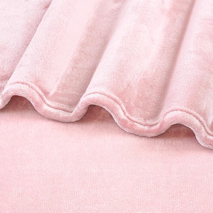 PAVILIA Light Pink Fleece Throw Blanket for Couch, Blush Pink Soft Fuzzy Flannel Throw for Sofa, Luxury Plush Microfiber Bed Blanket, Cozy Home Decorative Velvet Gift Blanket, 50x60