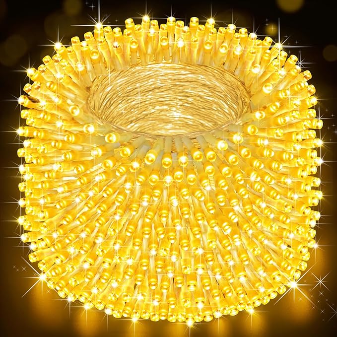 Heceltt Christmas Lights Outdoor, 522FT 1300 LED String Lights with 8 Lighting Modes, Timer Memory Twinkle Fairy Lights Waterproof Plug in for Xmas Tree Wedding Party Holiday Decor(Warm White)