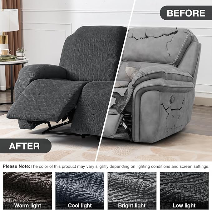 Timeles Recliner Covers Recliner Loveseat Covers Reclining Couch Covers Sofa Slipcovers Stretch Soft Washable (Two-Seater, Dark Gray)