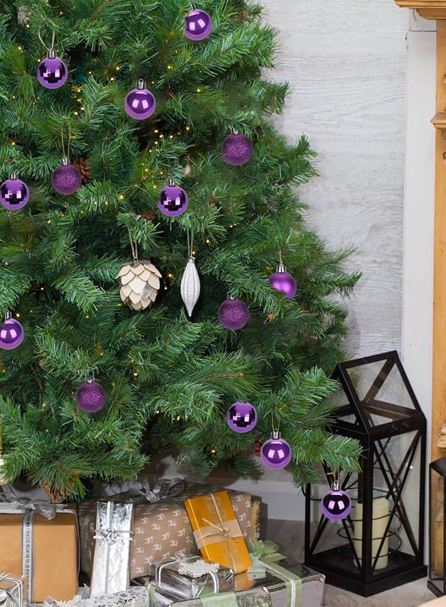 1.57" Purple Christmas Balls Ornaments 40 Pcs Shatterproof Christmas Ornaments Set Halloween Balls Ornaments Dark Purple Ornament for Xmas Tree Holiday Party