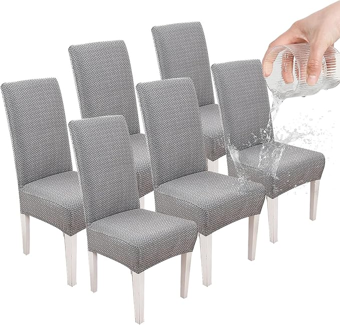 Parsons Dining Chair Cover, Detachable Sofa Chair Cover, Retractable Chair Cover (6, Light Grey)