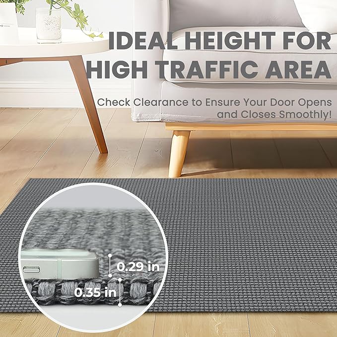 Braided Runner Rug 2x6 Ft Washable Runners for Hallways Non Slip Rubber Backed Kitchen Runners Cotton Entryway Runner Indoor, Woven Floor Carpet for Hall Kitchen Bedroom, Dark Grey/Grey