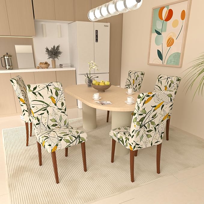 Stretch Dining Chair Covers Set of 2,Floral Print Chair Covers,Soft Removable Washable,Pet Friendly Furniture Protector,Universal Chair Slipcovers for Home, Kitchen,Ceremony Dining Room Seat