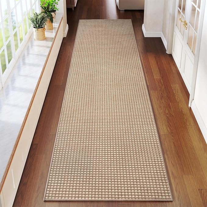 Boho 2x8 ft Runners for Hallways Extra Long Woven Washable Kitchen Runner Mat Rugs Non Slip, Soft Entryway Laundry Hall Floor Runner Carpet for Indoor Backdoor Bedroom Hallway Living Room, Brown