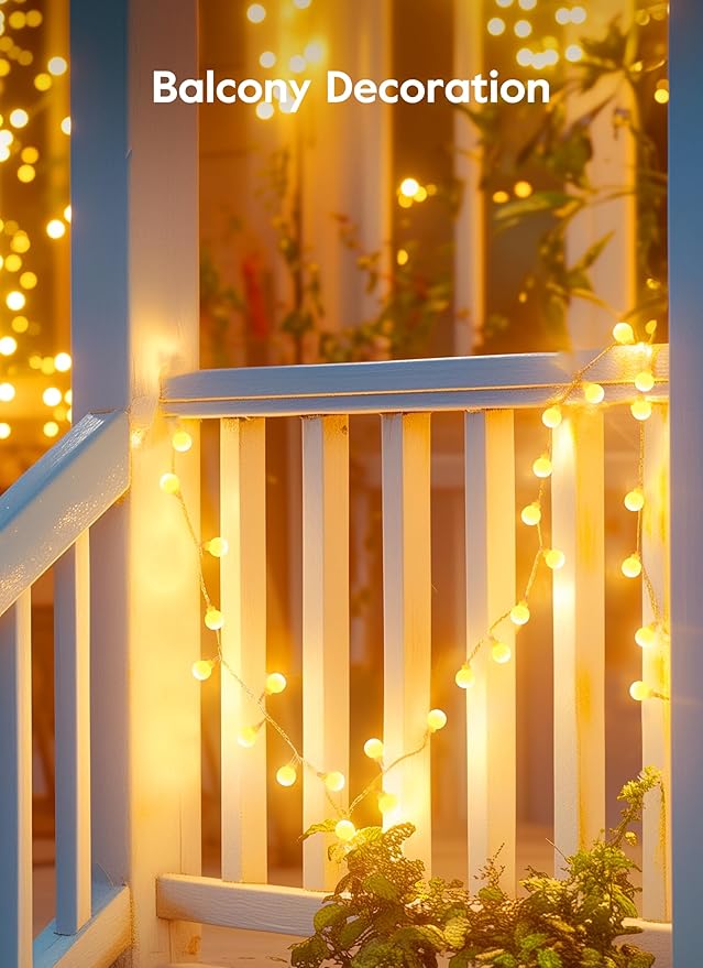 Brightown Solar Lights Outdoor Waterproof, 2 Packs Total 66Ft 200 LED Globe Solar String Lights for Outside, 8 Modes Outdoor Solar Lights for Yard Balcony Patio Tree Canopy Party (Warm White)