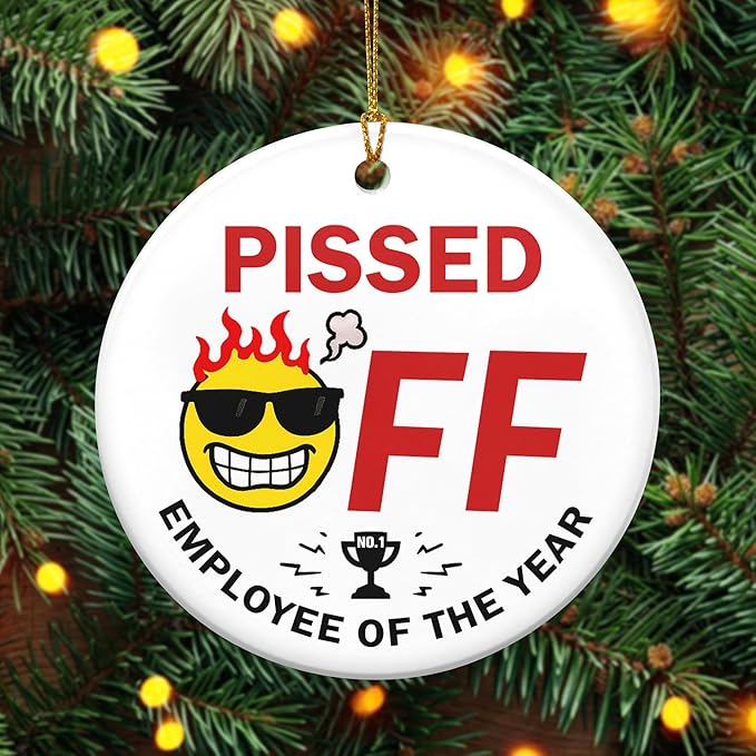 Gag Gifts for Christmas - Ceramic Christmas Ornaments 2025 for Tree Decorations - Funny Coworker Gift for Friend Employees Work Bestie, Stocking Stuffers White Elephant Gifts for Adults
