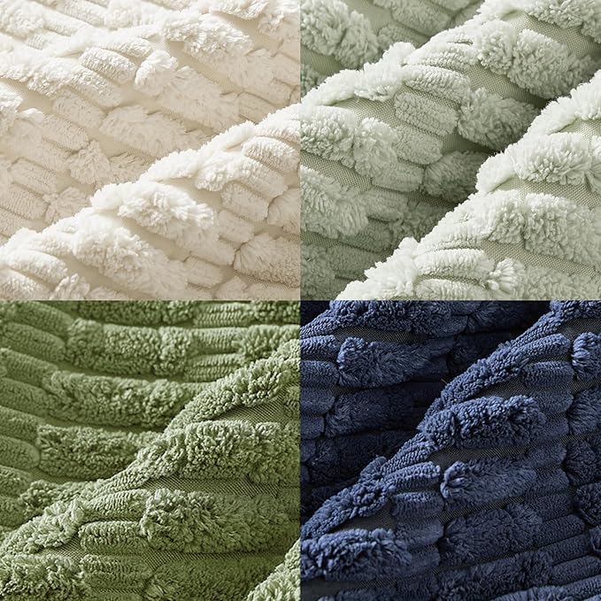MIULEE Soft Corduroy Throw Pillow Covers Set of 4 Green Blue 18x18 Inch Modern Farmhouse Boho Decorative Accent Cushion Covers for Couch Sofa Bedroom
