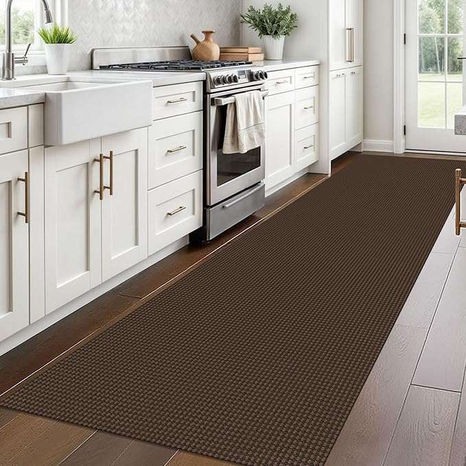 Braided Runner Rug 3x10 Ft Washable Runners for Hallways Non Slip Rubber Backed Kitchen Runners Cotton Long Entryway Runner Indoor, Woven Carpet for Hall Kitchen Entryway, Brown