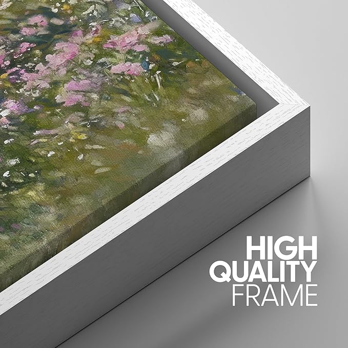 SIGNWIN Framed Canvas Print Wall Art Set Path to The Sea Coastal Floral Landscape Illustrations Modern Art Decorative Rustic Calm/Zen for Living Room, Bedroom, Office - 16"x24"x3 White