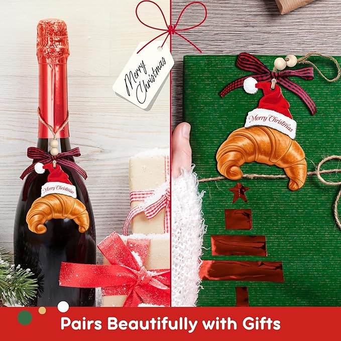 Croissant Ornament - Food Ornaments, Paris France French Breakfast Ornaments for Christmas Tree - Croissant Gift for Paris Lover, Baker - Wood Ornament 2025