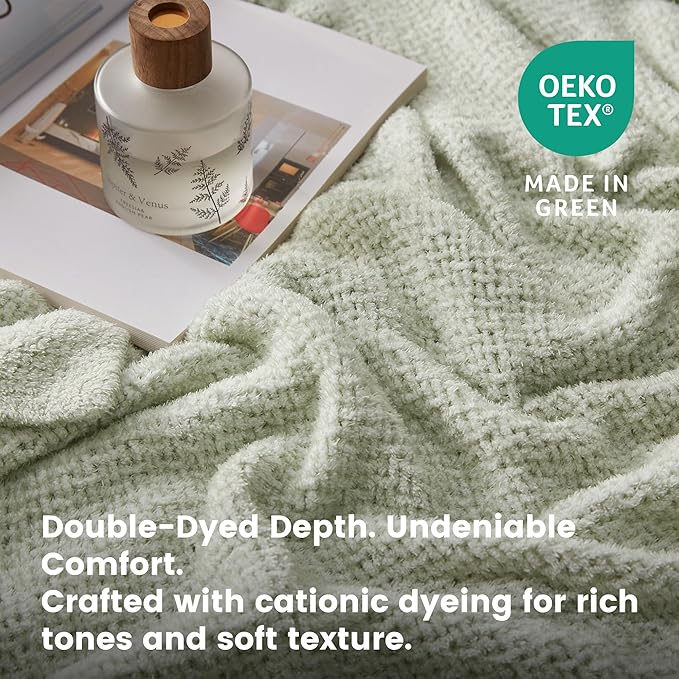 SLEEP ZONE Throw Blanket for Couch -Green Throw Blankets for Bed and Living Room Sofa Chair Home Decoration, Warm Cozy Jersey Knit Blanket (60x80in, Light Green)