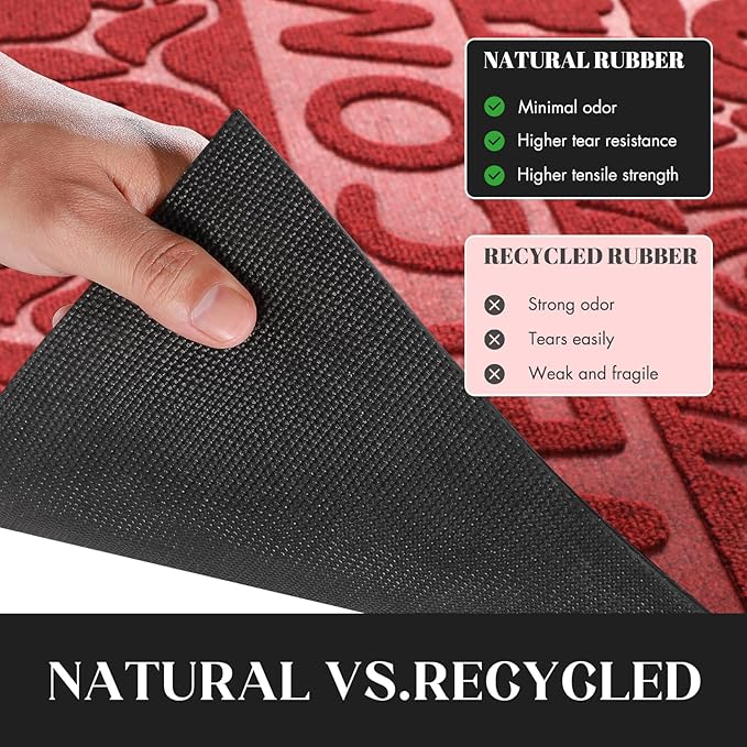 Yimobra Large Welcome Mat 60x36, Waterproof Non-Slip Outdoor Mats for Front Door Outside Entrance, Low-Profile Entryway Mat Indoor for Garage Patio, Wine Red