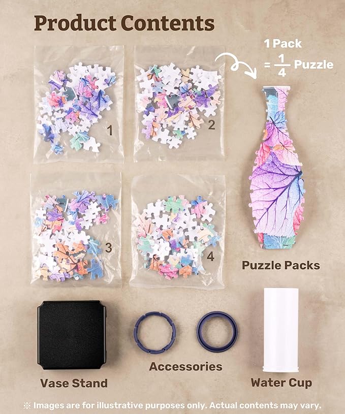 Pintoo 3D Puzzle Vase Unique Flower Vase Made by 160 Curved Plastic Puzzle Pieces House Warming Gift for Flower Arrangements and Home Decoration - [S1034] (Classic, Colorful Leaves)