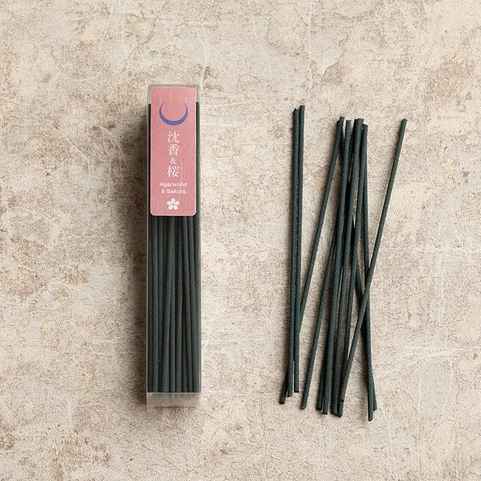 Asayu Japan Low Smoke Incense Sticks - Sakura Set (Sandalwood-Sakura + Agarwood-Sakura), 40gr (Each Scent 20g), for Yoga, Zen Meditation and Relaxation - Smokeless for Less Irritation