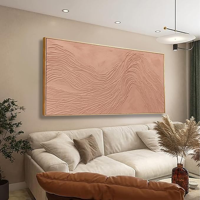 Canvas wall Art Wall Decor Bedroom Pictures Wall Decoration Artwork Abstract Wall Art Hand Painted Reddish Brown Variational Texture Minimalist Modern Art large Modern Painting Pictures for Living Room Home Kitchen Office 24"*48" With Framed